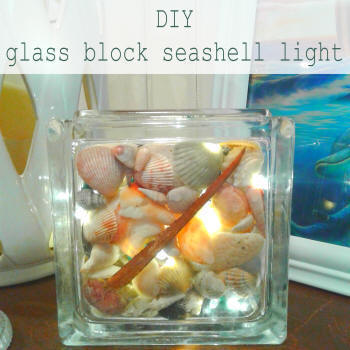diy glass block seashell light