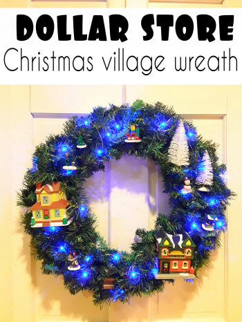 dollar store christmas village wreath