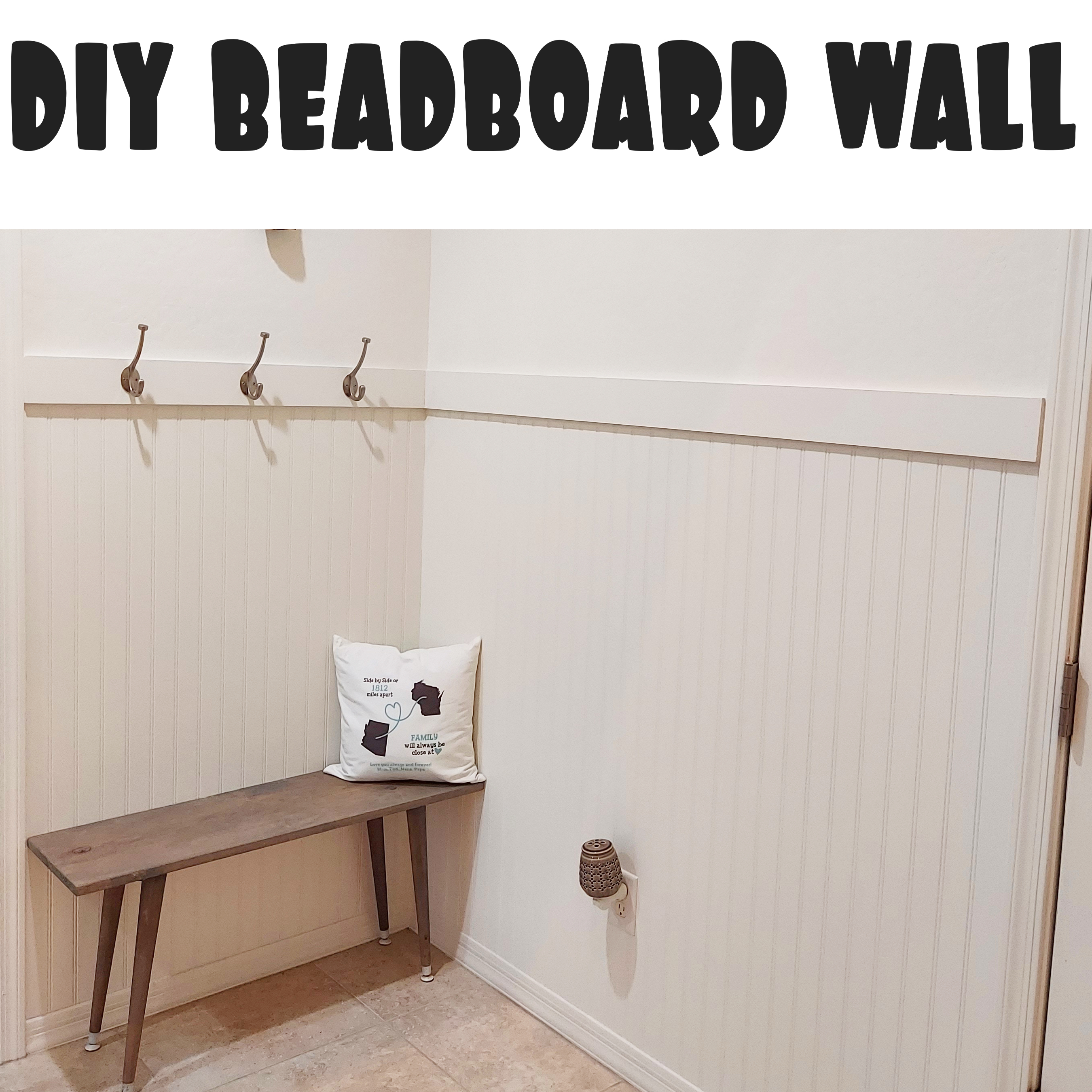 Our DIY Beadboard Wall Treatment with Hooks + Countertop - Yellow Brick Home