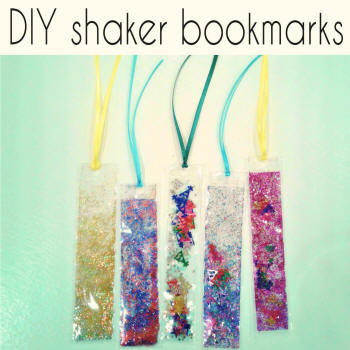 DIY confetti filled shaker bookmarks