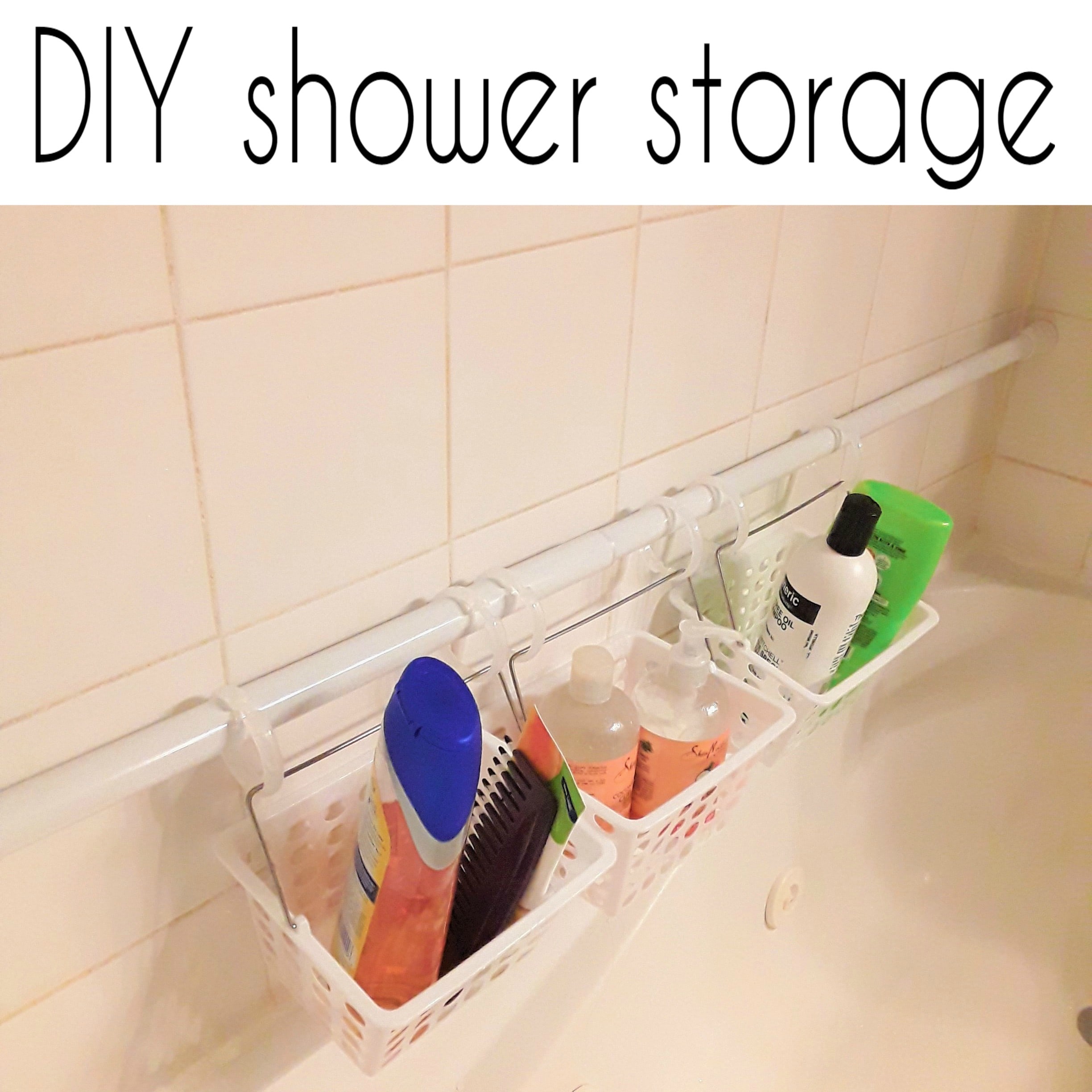 DIY shower storage organization