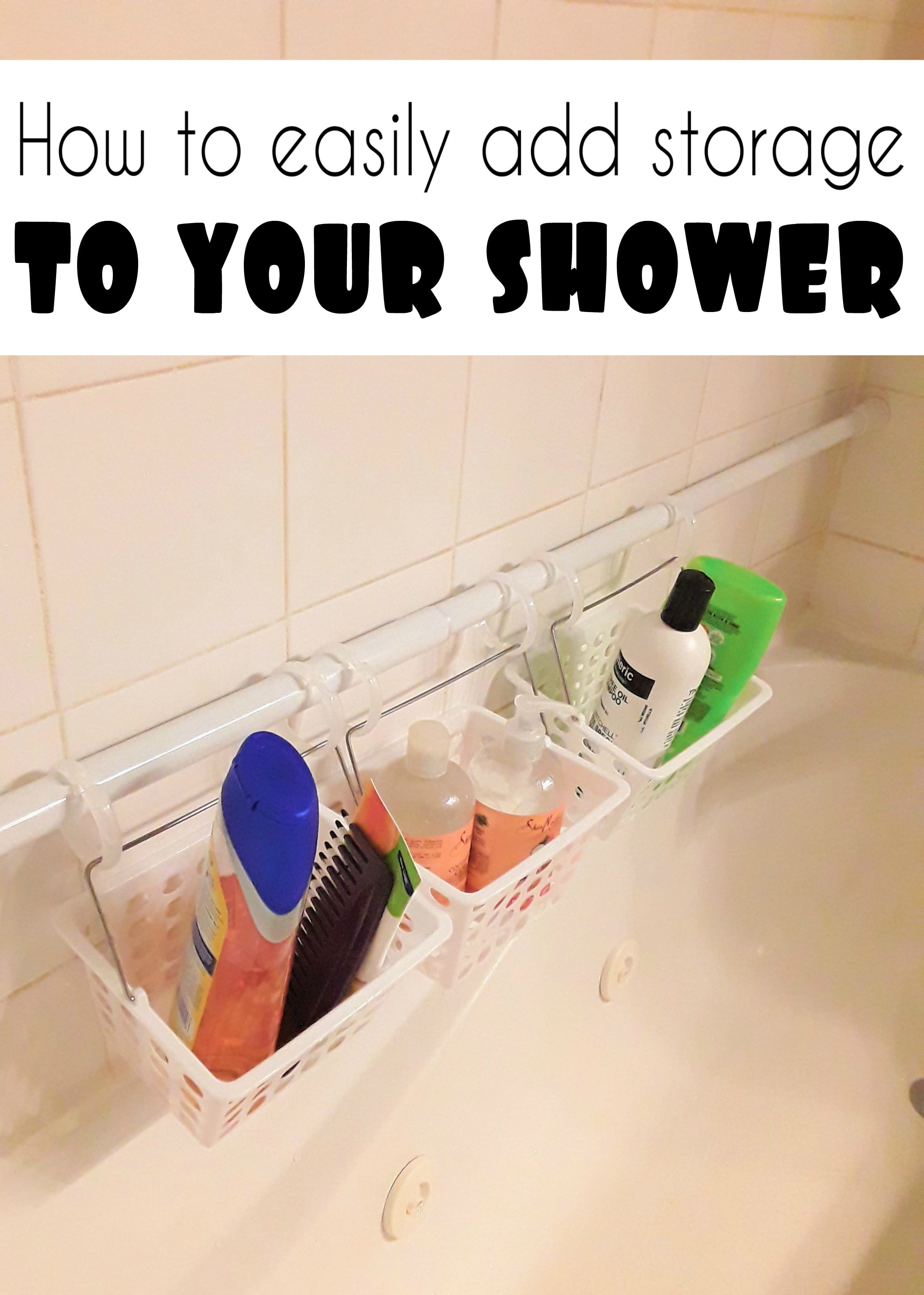 DIY shower storage organization